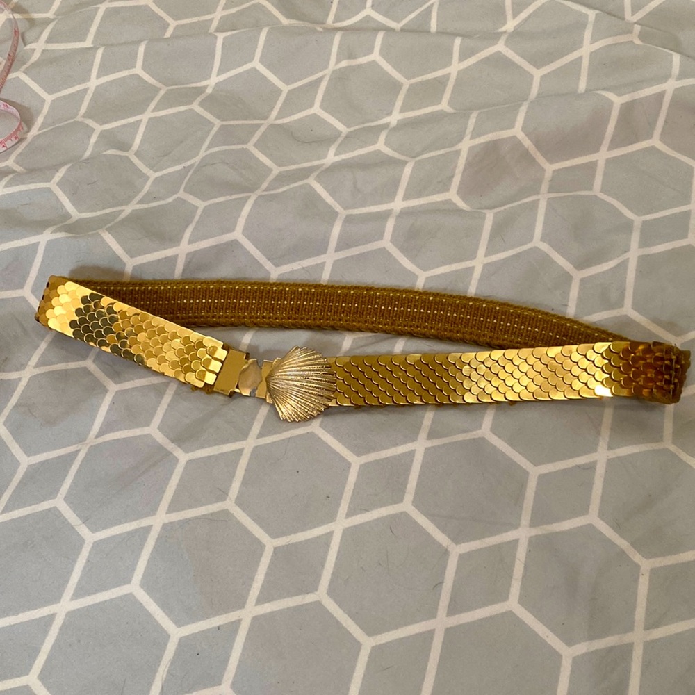 Shiny Gold mermaid scales and seashell elastic waist belt